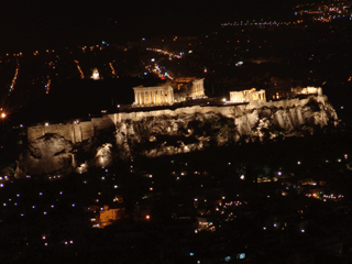 Акрополь ночью с холма Ликавитос